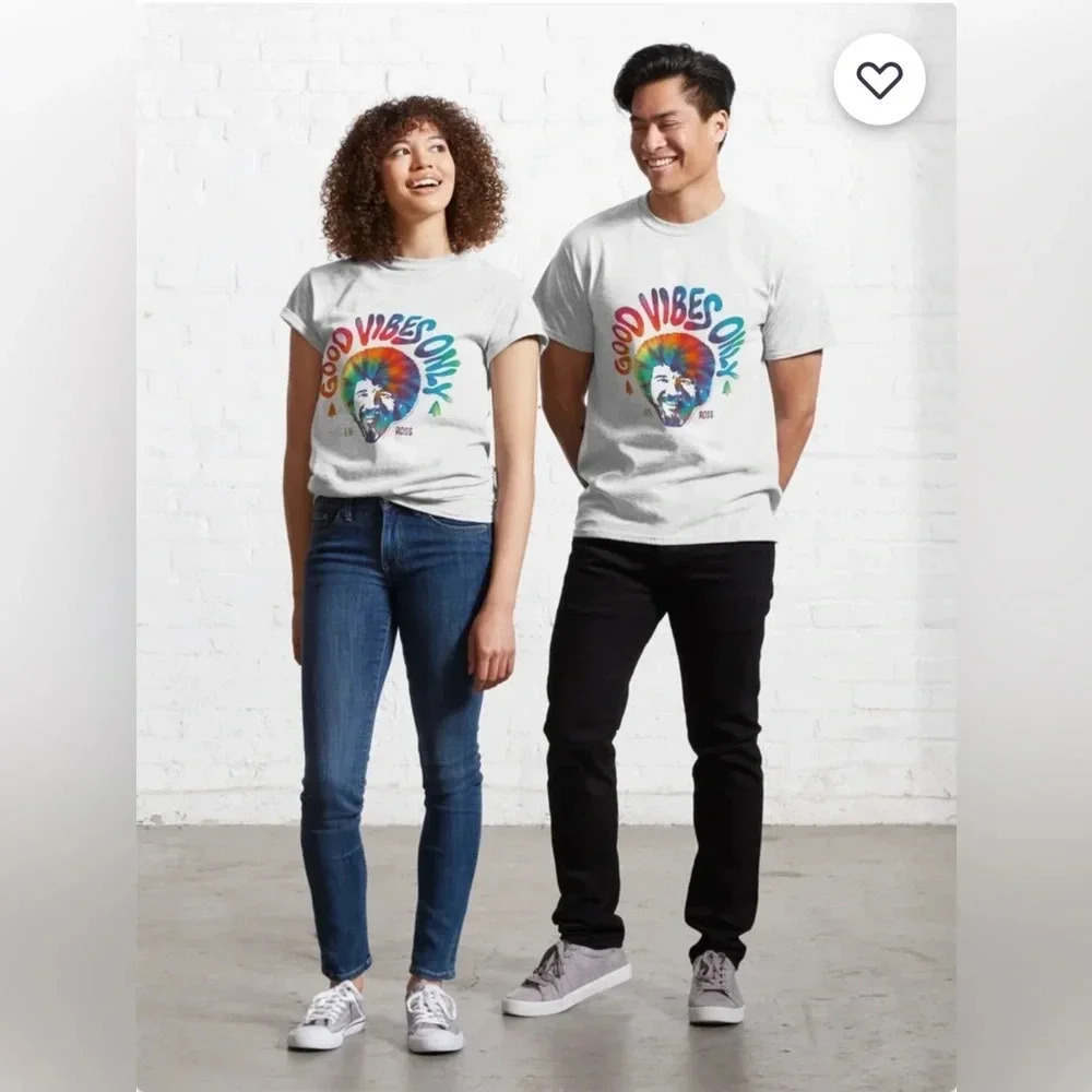 Bob Ross Good Vibes Only Multicolor Graphic Class… - image 2